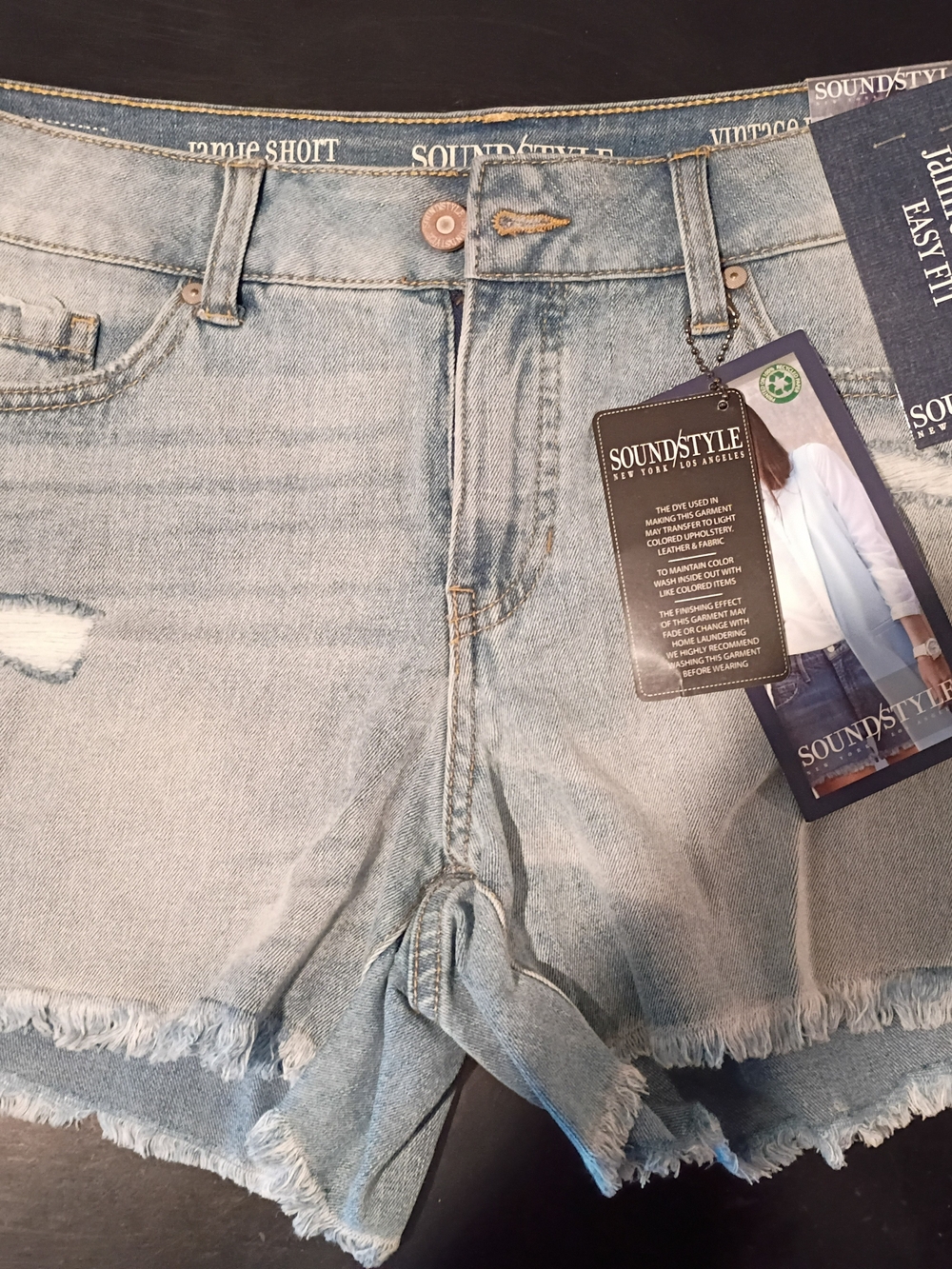 SoundStyle Women's Jamie Short - Easy Fit High-Rise Distressed Jean Shorts Size
